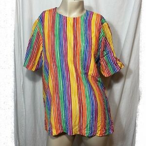 Doncaster Sport Women’s petite 8 rainbow striped vintage top short sleeve